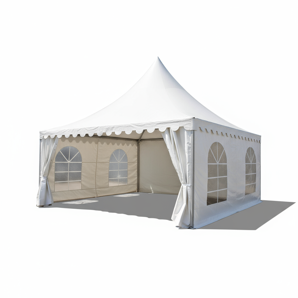 Firefly_Gemini Flash_Generar una imagen de una carpa tipo pagoda en medio de un fondo blanco, colocar somb 359304 2